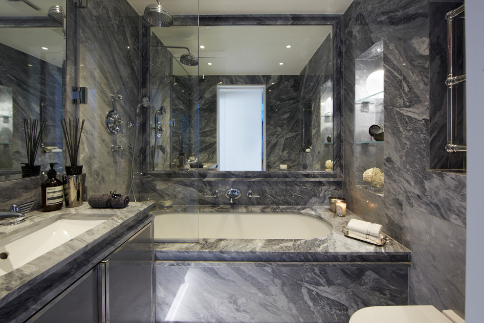 This is an example of a small contemporary bathroom in London.