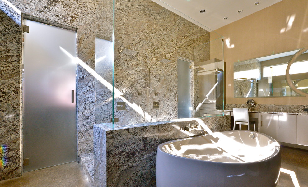 Design ideas for a contemporary bathroom in Dallas.