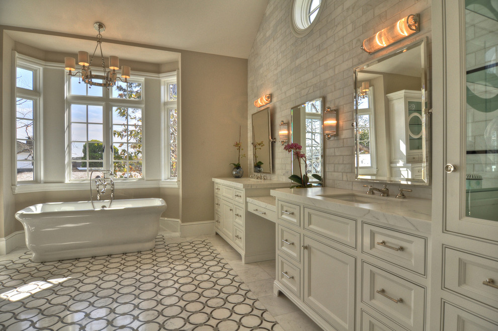 Inspiration for a contemporary bathroom in Orange County with a freestanding bath.