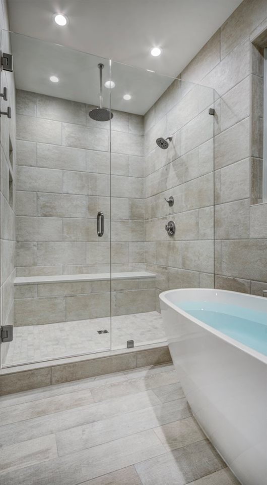 Light and Bright Master Bath Redesign Transitional Bathroom