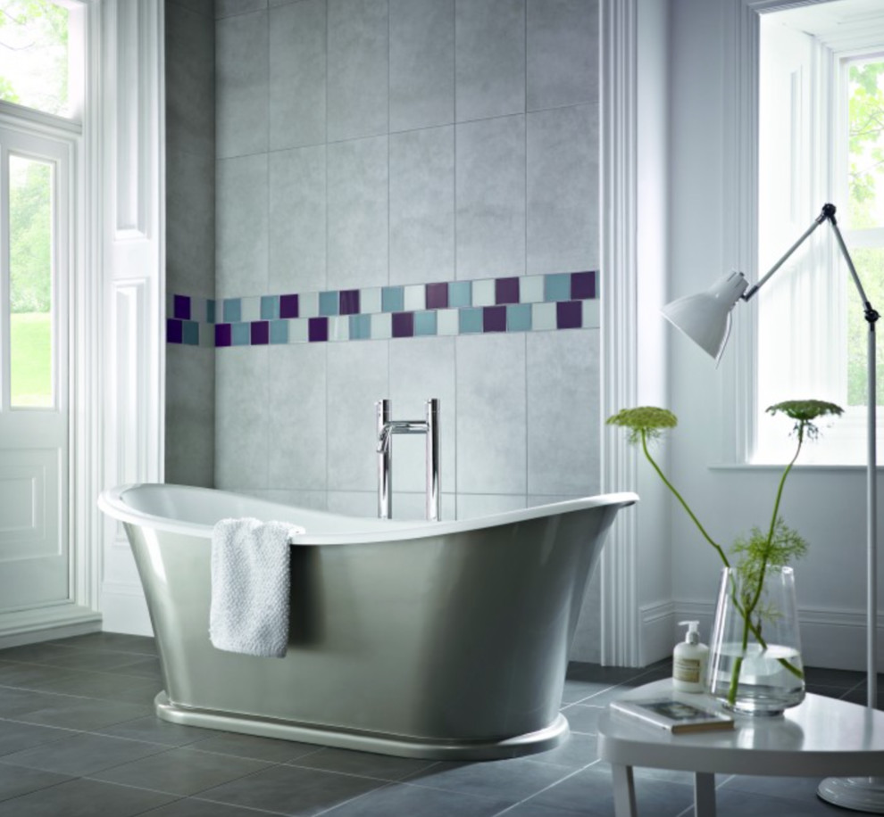 Light Grey Ceramic Wall Tiles Rustic Bathroom Essex by Nustone