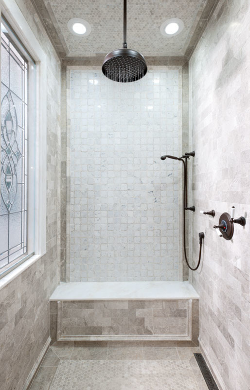 Alcove shower - large cottage alcove shower idea in Other