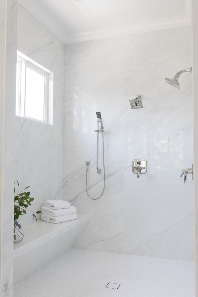 Inspiration för ett stort vintage en-suite badrum, med en öppen dusch och med dusch som är öppen