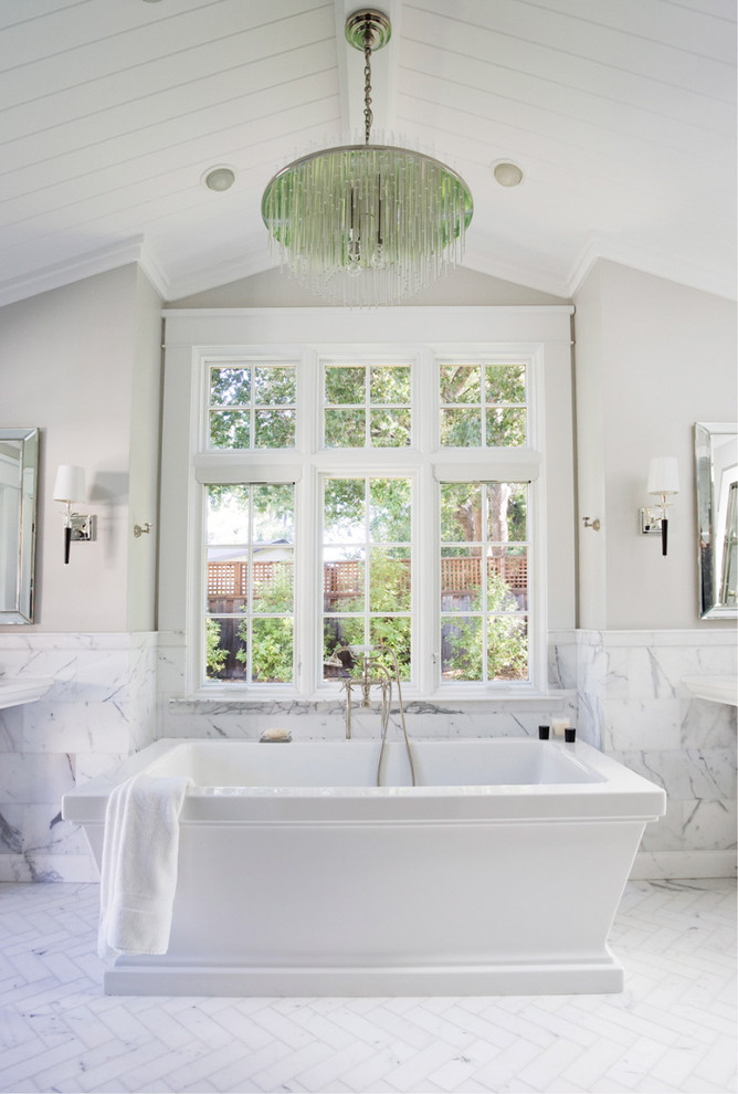Inspiration for a timeless freestanding bathtub remodel in San Francisco