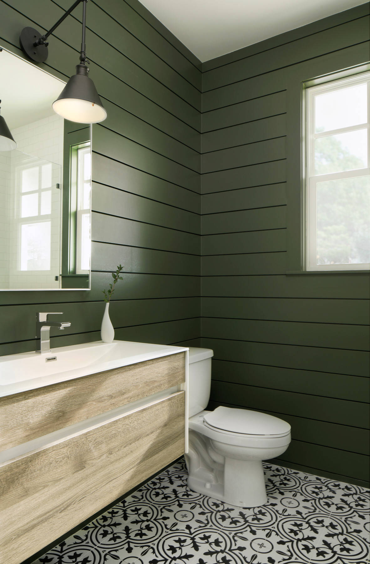 green farmhouse bathroom