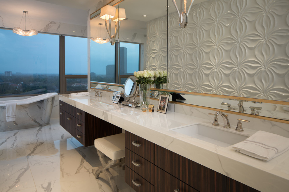 Luxurious High Rise Condo Contemporary Bathroom Houston by Connie Anderson Photography