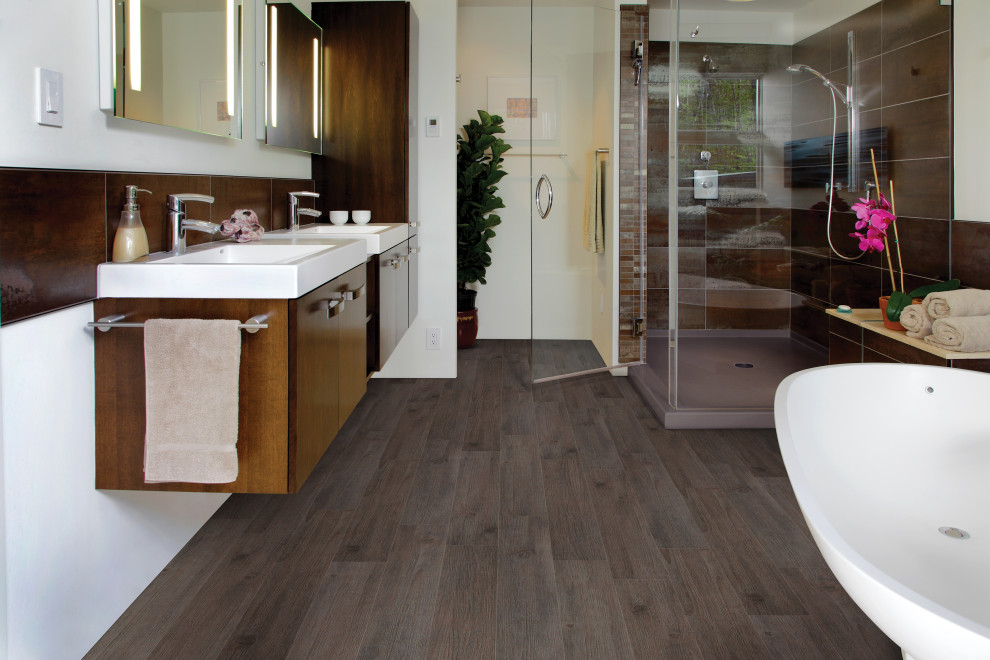 Luxury Vinyl Tile (LVT) Flooring 5 Modern Bathroom Houston by