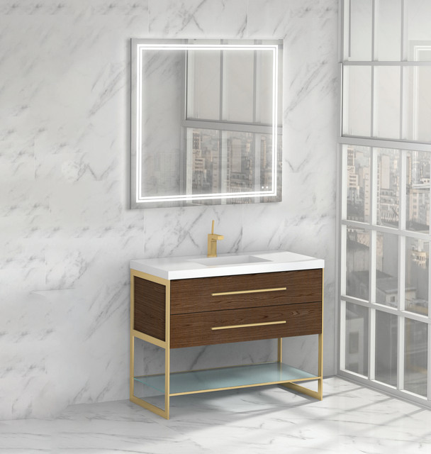 Madeli Silhouette 36″ in Brandy with Satin Brass Handles and Legs