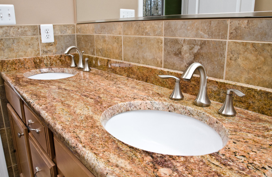 Madura Gold Granite Double Bathroom Vanity - Traditional - Bathroom ...