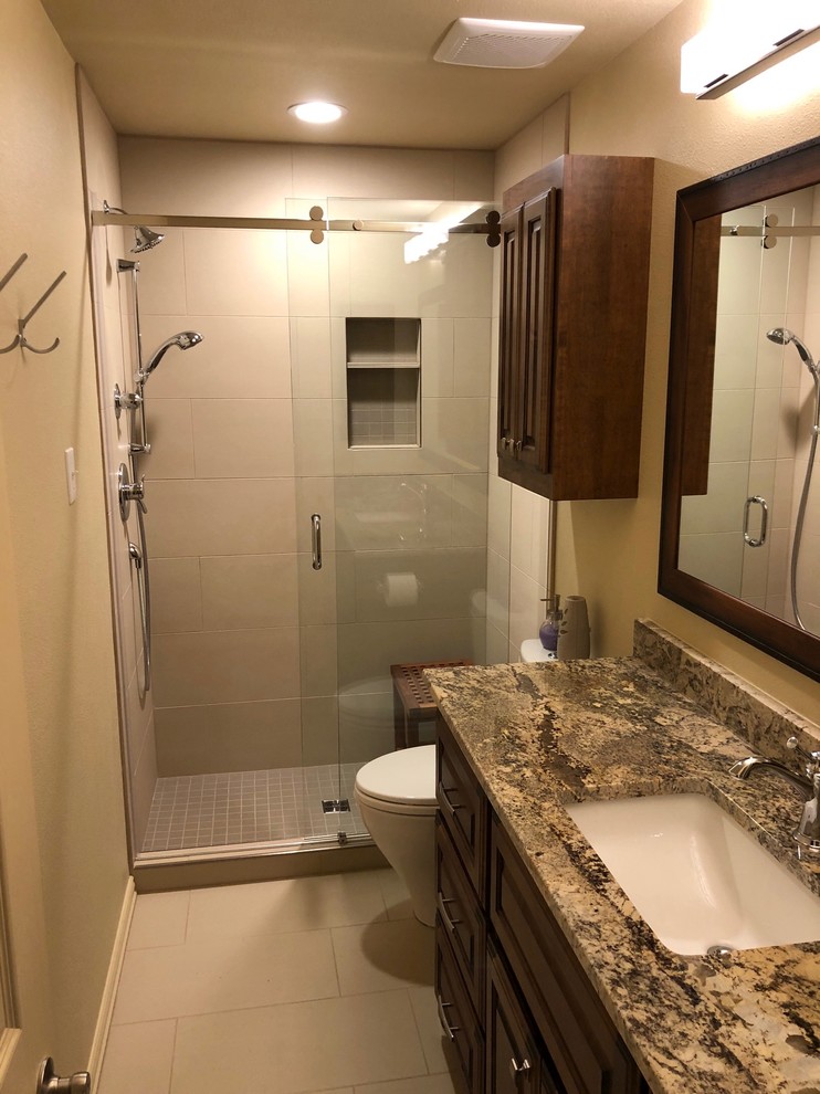 Major bathroom remodel with bath to shower conversion Traditional