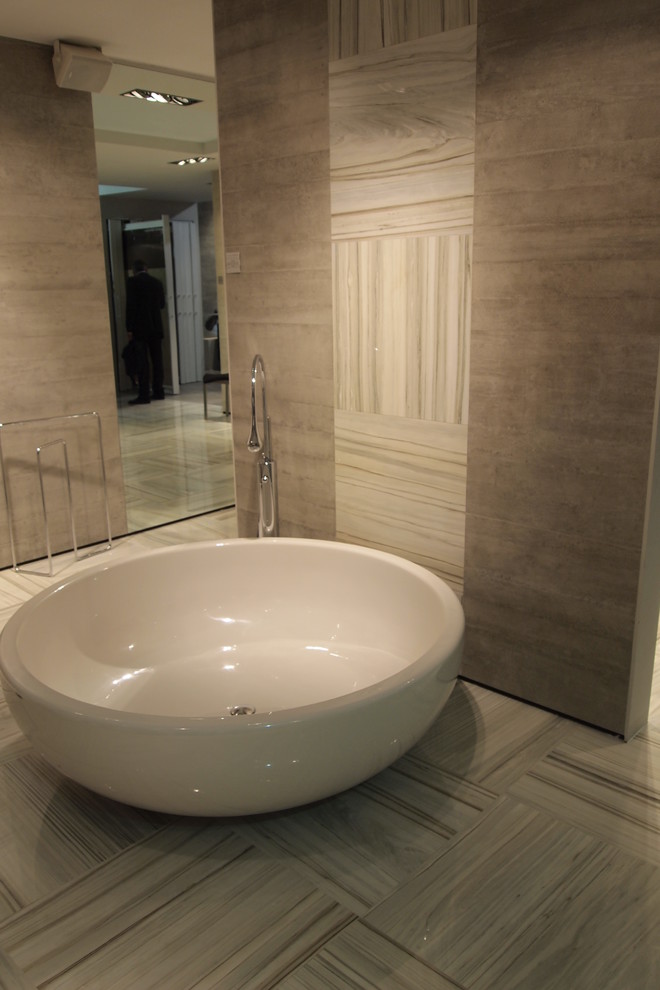 Marble and Concrete Porcelain Tiles Modern Bathroom Dallas by