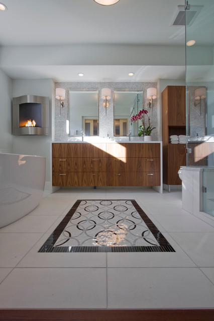 Marble Mosaic Bathroom Floor Tile - Contempor??neo - Cuarto de ba??o ...