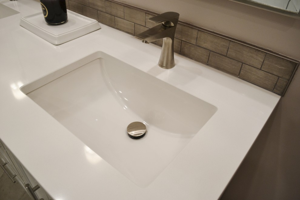 Marble Wall Master Bathroom Redesign Before & After Modern