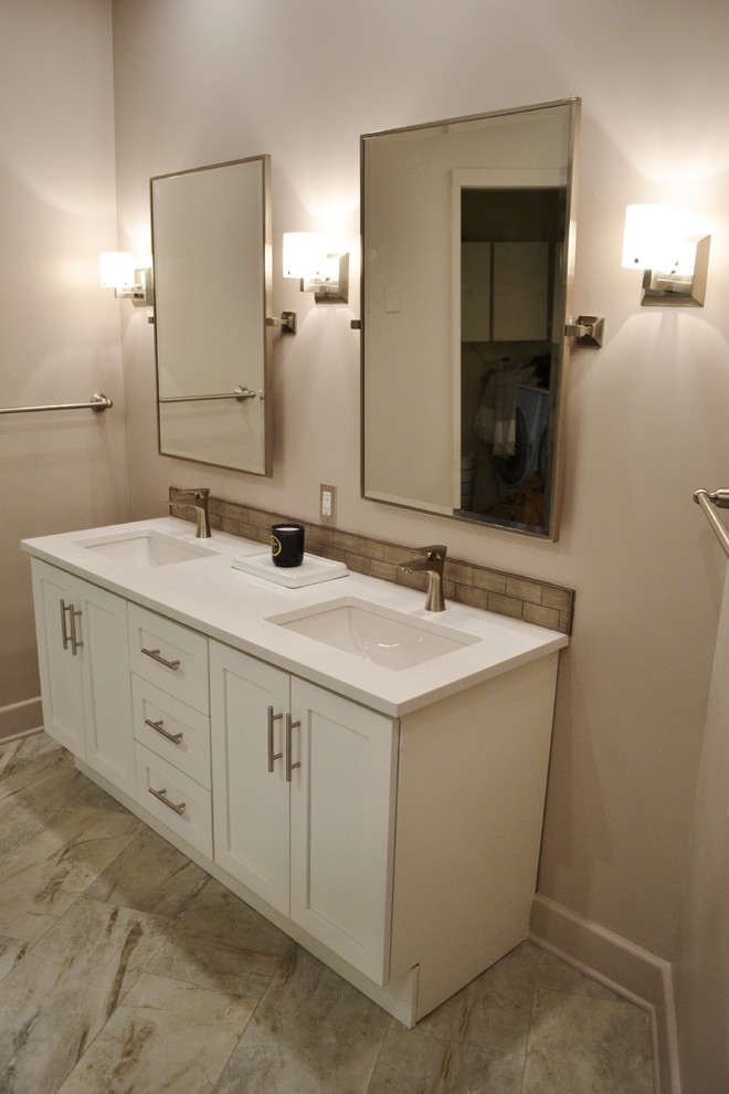 Marble Wall - Master Bathroom Redesign - Before & After - Modern ...