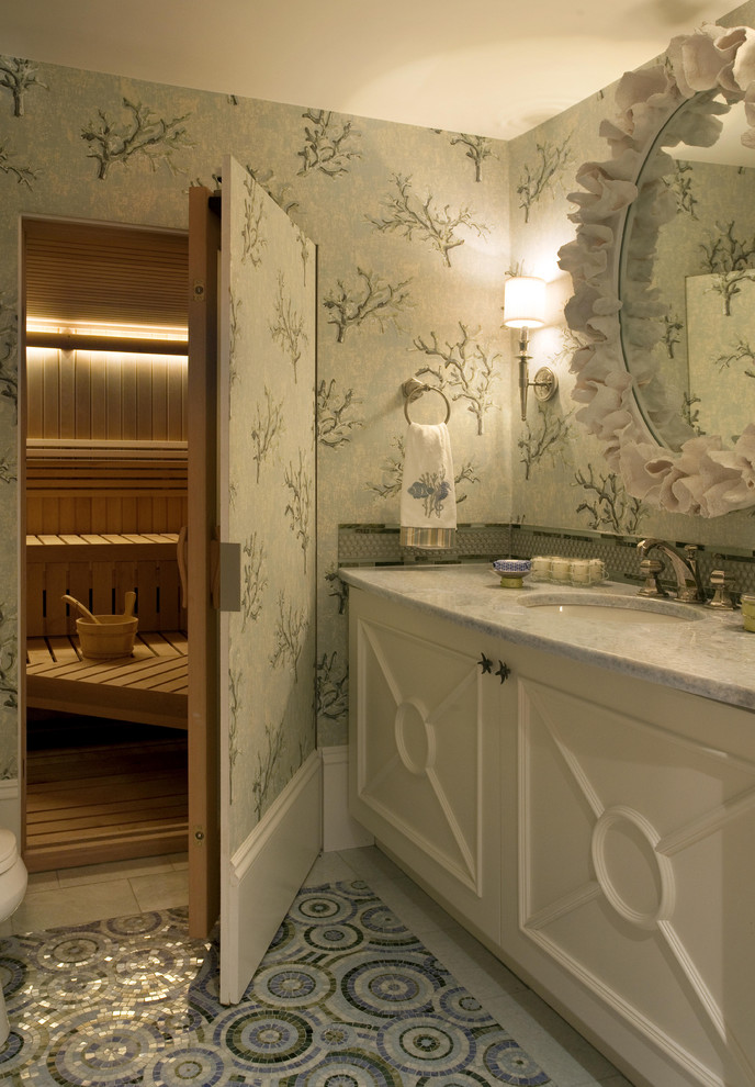 Inspiration for a contemporary mosaic tile mosaic tile floor sauna remodel in Boston