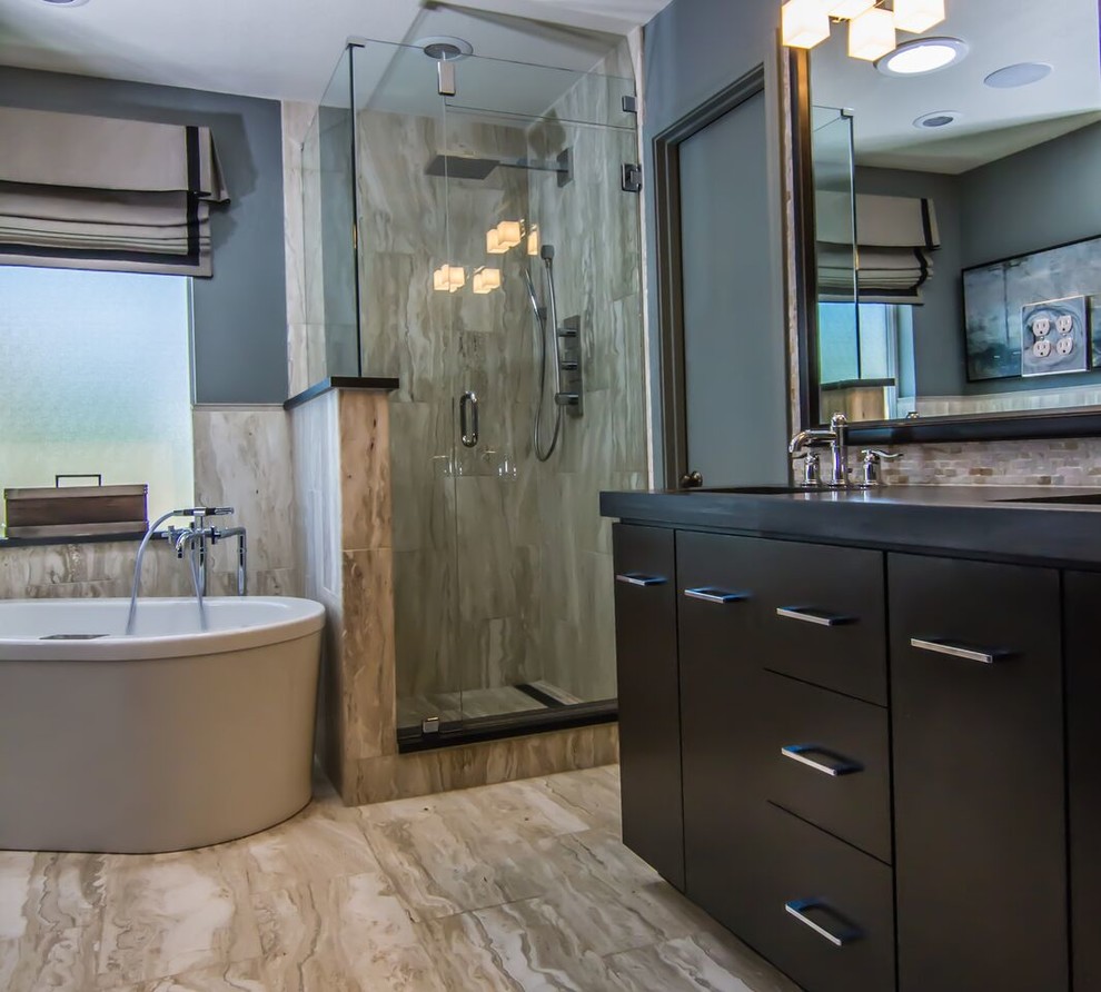 Masculine Master Bathroom by Faye Smith Interior Design - Transitional ...