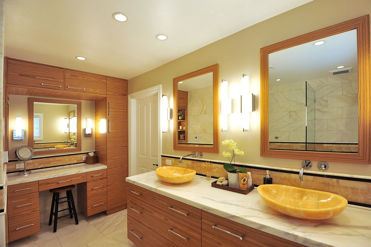 Master Bath Montecito With Honey Onyx Vessel Sinks Contemporary