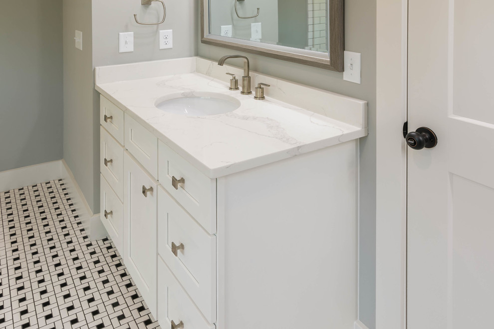 Master Bath Quartz Counter Farmhouse Bathroom Detroit by