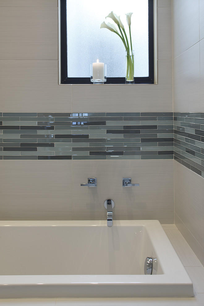 Bathroom - contemporary mosaic tile bathroom idea in Dallas