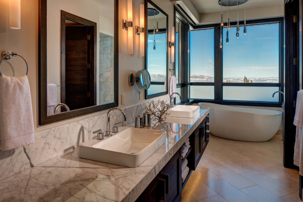 This is an example of a large contemporary ensuite bathroom in Salt Lake City.