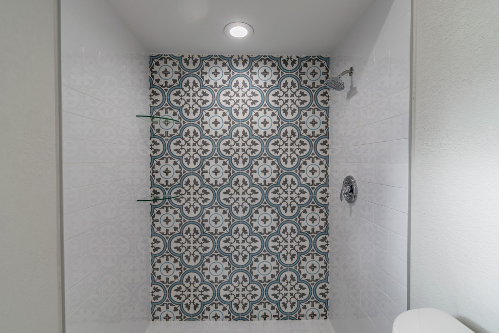Master bath with cement tile feature wall - Eclectic - Bathroom - Tampa - by Dorado Construction ...