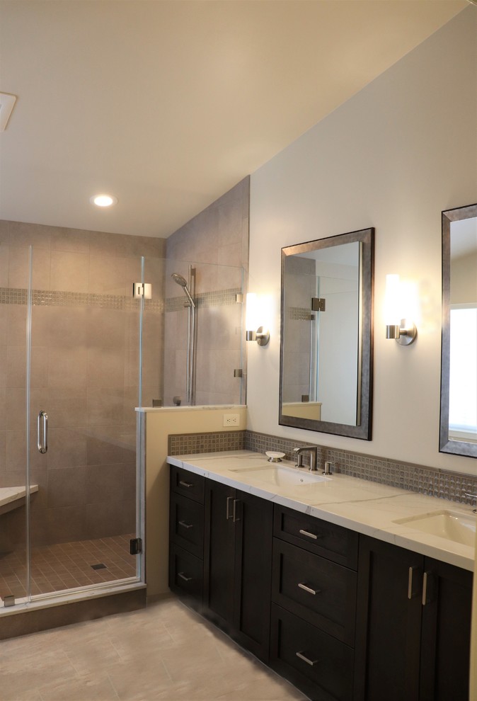 Master Bath with Free Standing Tub in San Ramon Contemporary