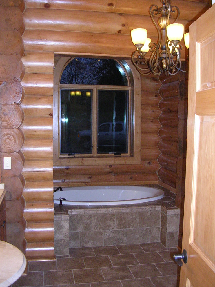 Master Bath with Soaking Tub Rustic Bathroom Other by Barna Log