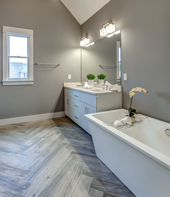 Master Bath With Woodtalk, Grey Pepper Tile In Herringbone Layout -  Contemporary - Bathroom - Nashville - By Marcelle Guilbeau, Interior  Designer | Houzz Ie