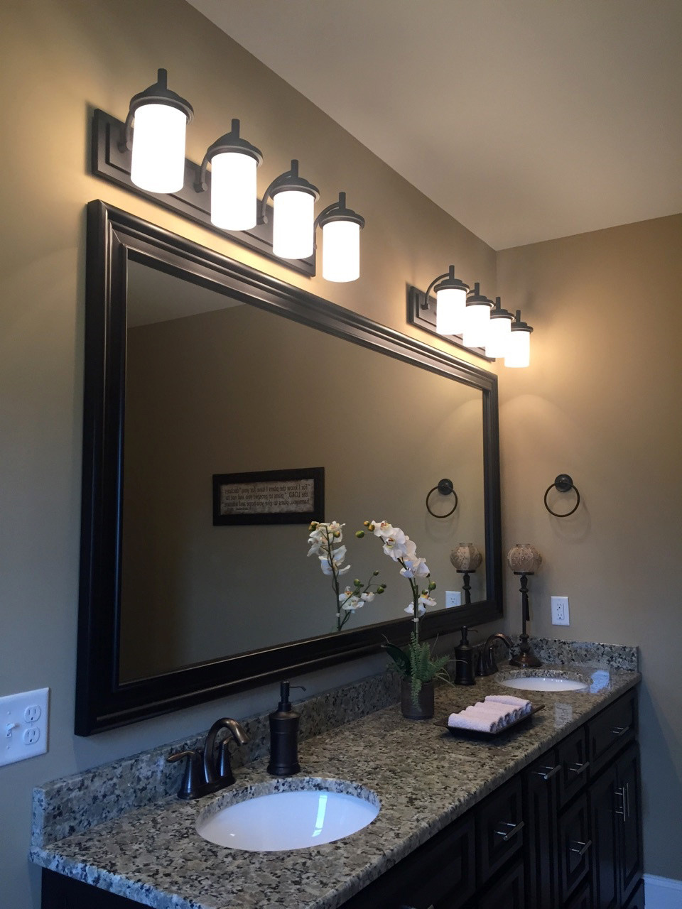 Master Bathroom Bronze Vanity Lighting, Master Bathroom Lighting Ideas