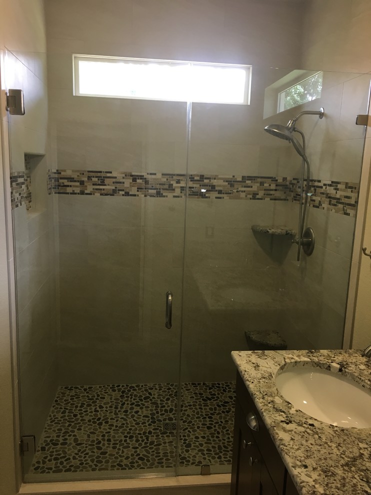 MASTER BATHROOM Complete Remodel 12 x 24 Tile, Vanity, Alaska White