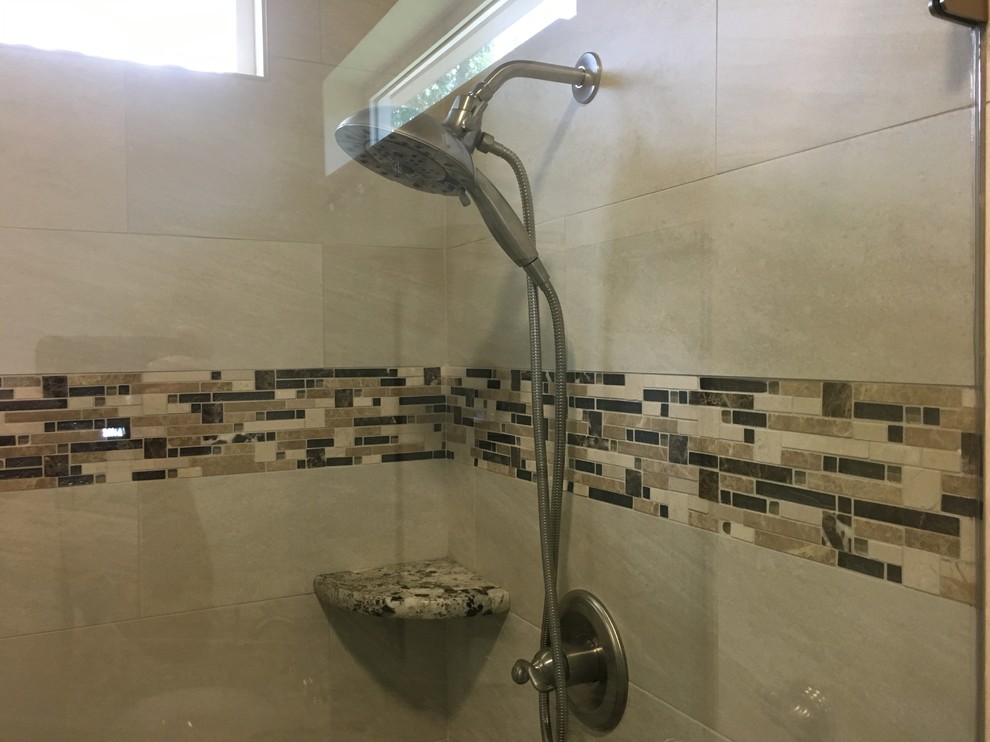 MASTER BATHROOM - Complete Remodel 12 x 24 Tile, Vanity, Alaska White Granite - Contemporary ...
