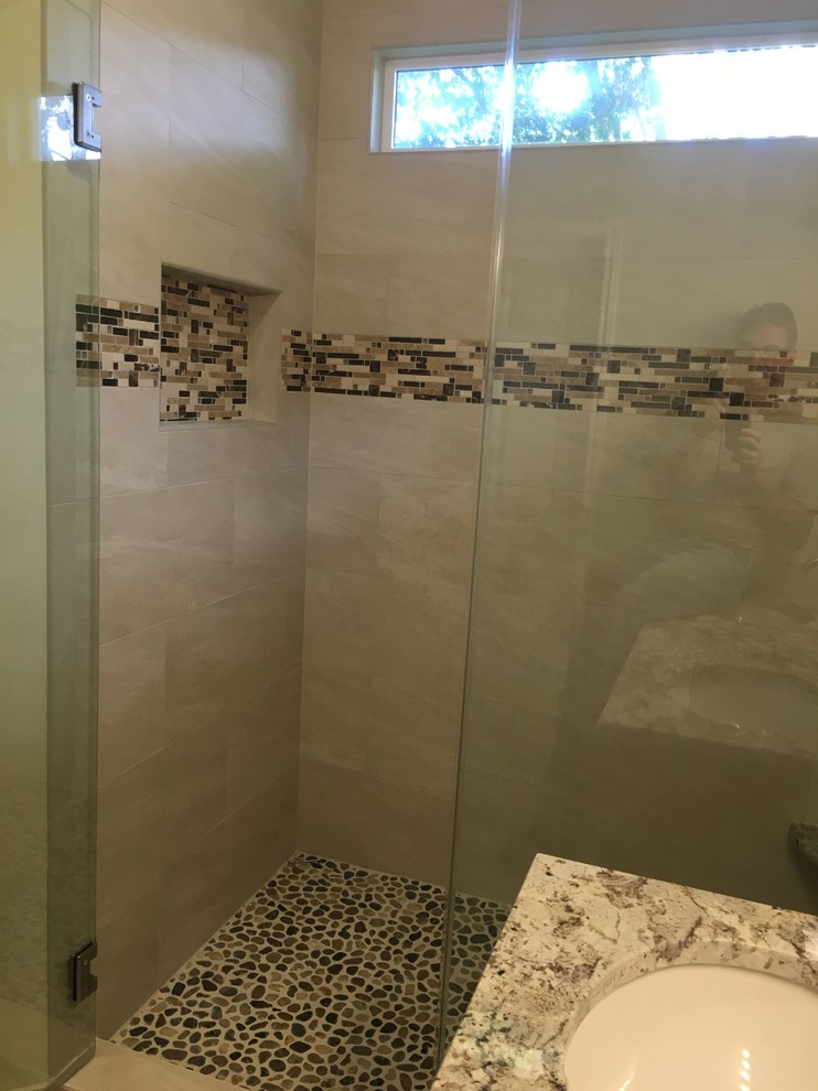 MASTER BATHROOM Complete Remodel 12 x 24 Tile, Vanity, Alaska White