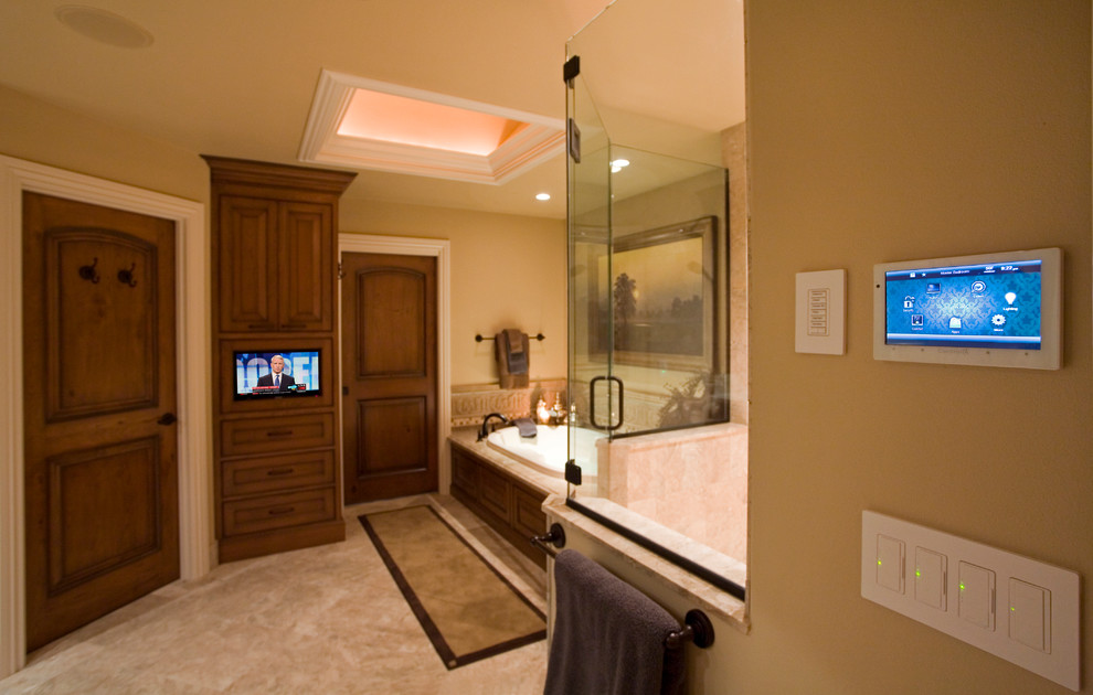 Master Bathroom Television Bend, Oregon Traditional Bathroom