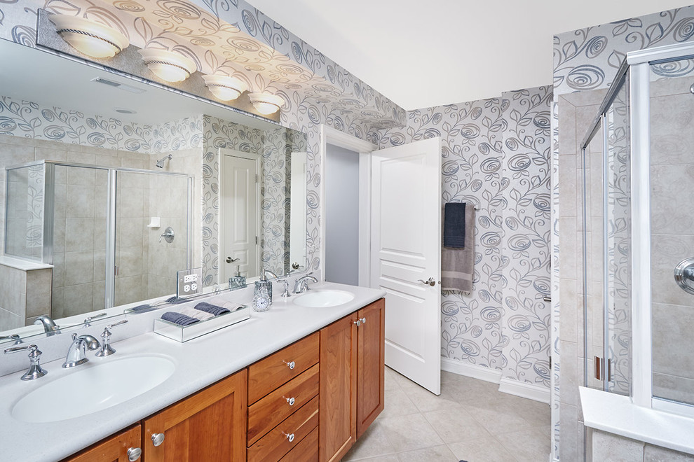 Master Bathroom Wallpaper - Traditional - Bathroom - Chicago - by JC ...