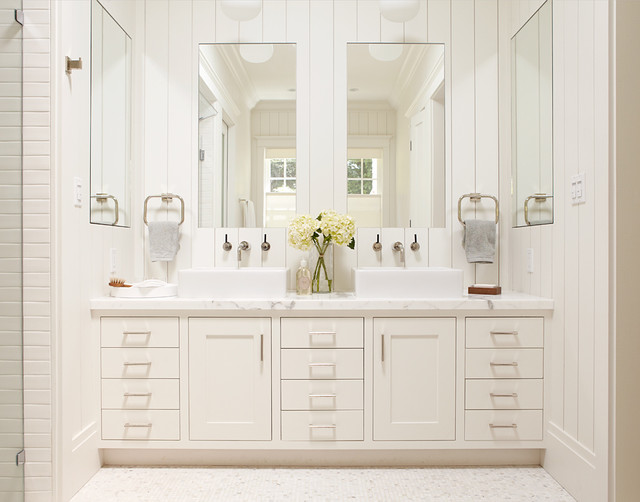 Master Bathroom White Vanity With Two, White Vanity Mirrors