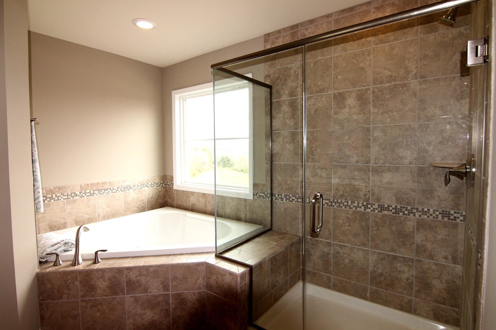 Master Bathroom with Frameless Shower and Garden Tub ...