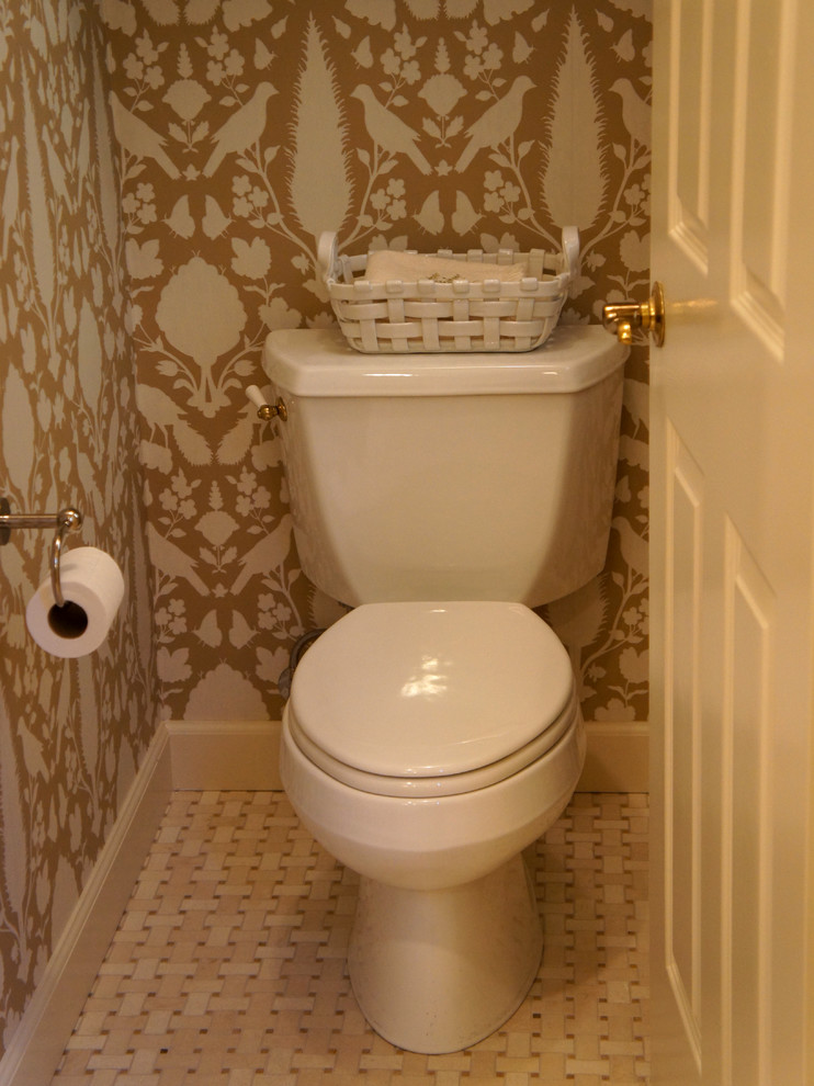 Design ideas for a traditional cloakroom in Los Angeles with a two-piece toilet and ceramic flooring.