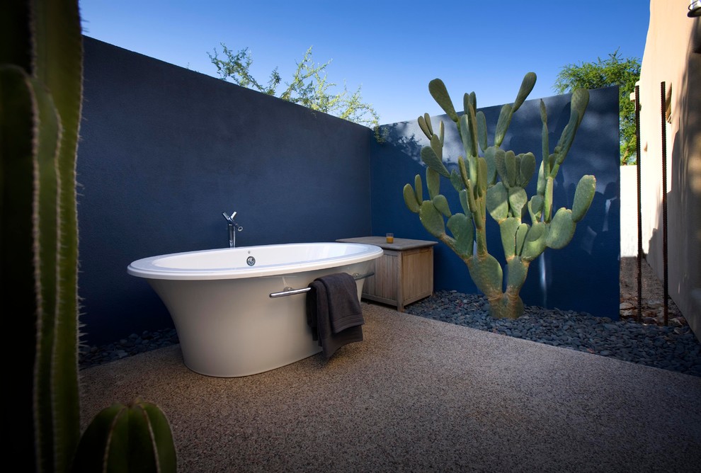 Freestanding bathtub - mediterranean freestanding bathtub idea in Phoenix