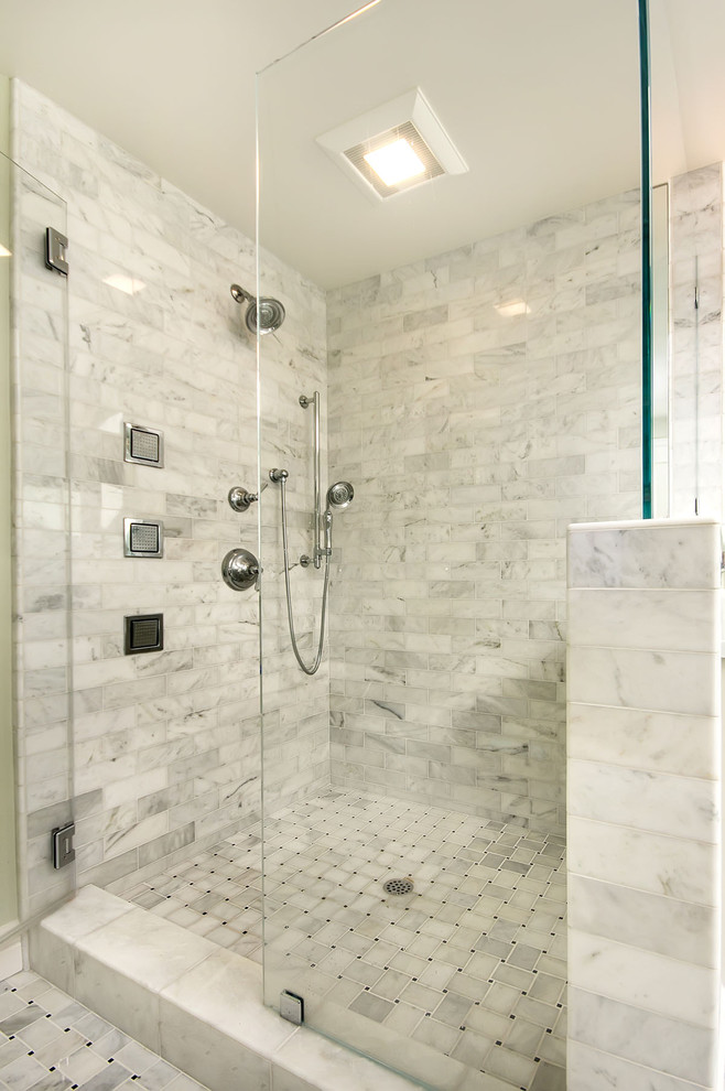 Inspiration for a classic bathroom in San Francisco with an alcove shower.