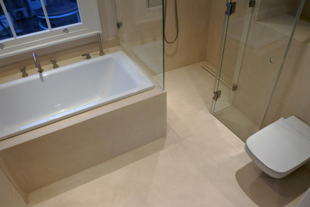 Microcement Bathroom - Mayfair, London - Mediterranean - Bathroom ...