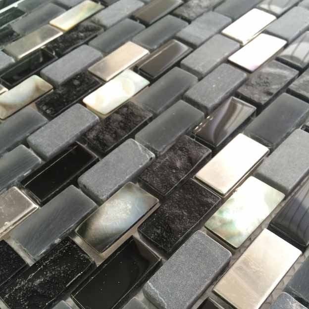 Midas Shell & Metallic Brick Mosaic Wall Tiles Contemporain Salle