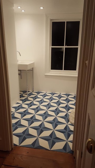 Midnight Blue Encaustic Cement Floor Tiles - Contemporary - Bathroom ...