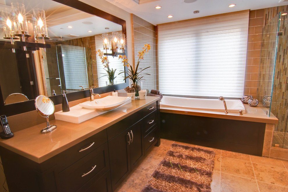 Design ideas for a classic bathroom in San Diego with a vessel sink.