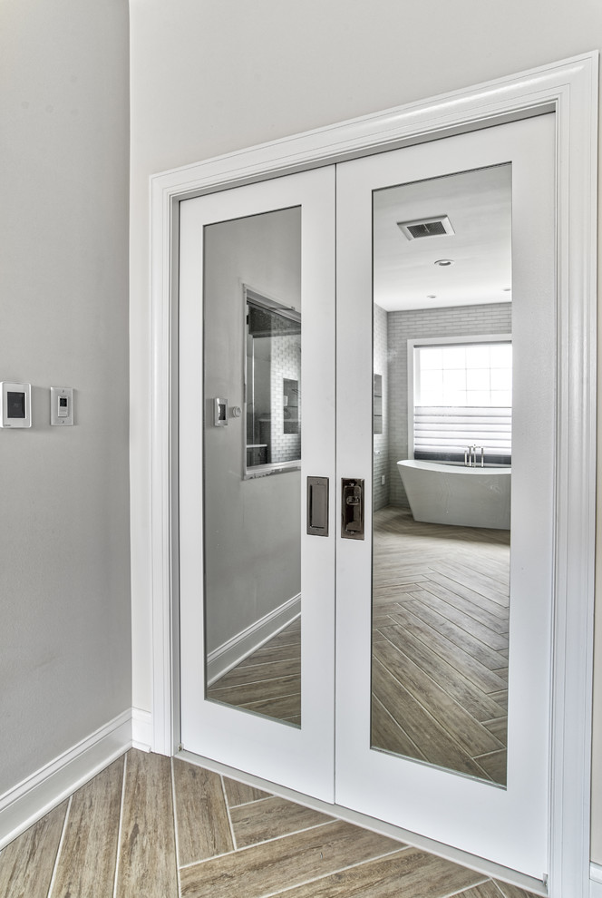 Mirrored Pocket Doors Transitional Bathroom New York by