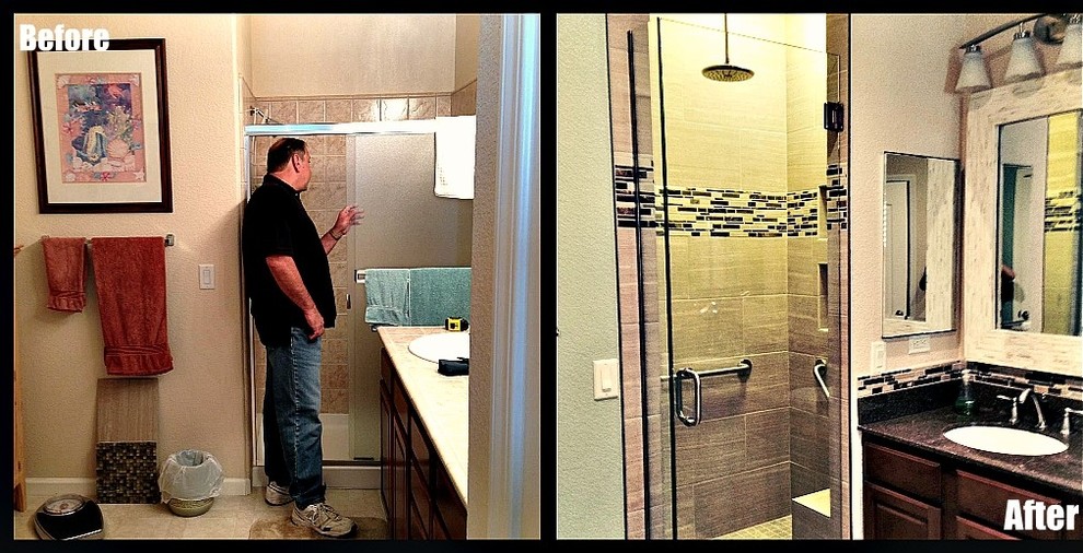 Idéer för att renovera ett mellanstort vintage en-suite badrum