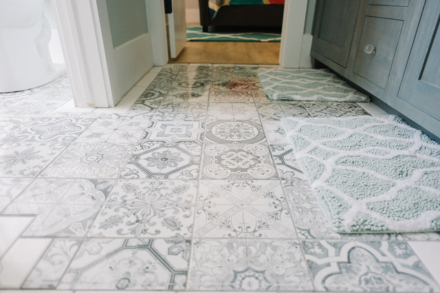 Modern Bathroom With Patterned Gray And White Tiles Modern Bathroom Salt Lake City By Design Loves Detail Houzz