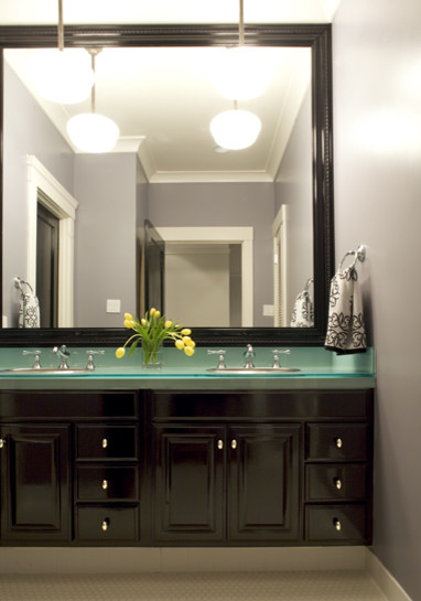 Design ideas for a contemporary bathroom in San Francisco with turquoise worktops.
