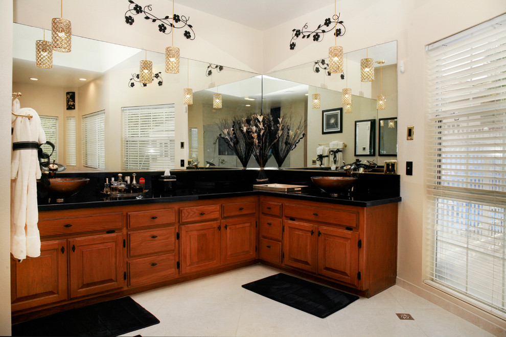 Modern black and gold masterbath Modern Bathroom Los Angeles by