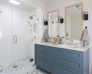 75 Bathroom with Blue Cabinets Ideas You'll Love - January, 2024