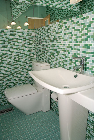 Modern Glass Mosaic Tile Bathroom - Contemporary - Bathroom - Houston ...